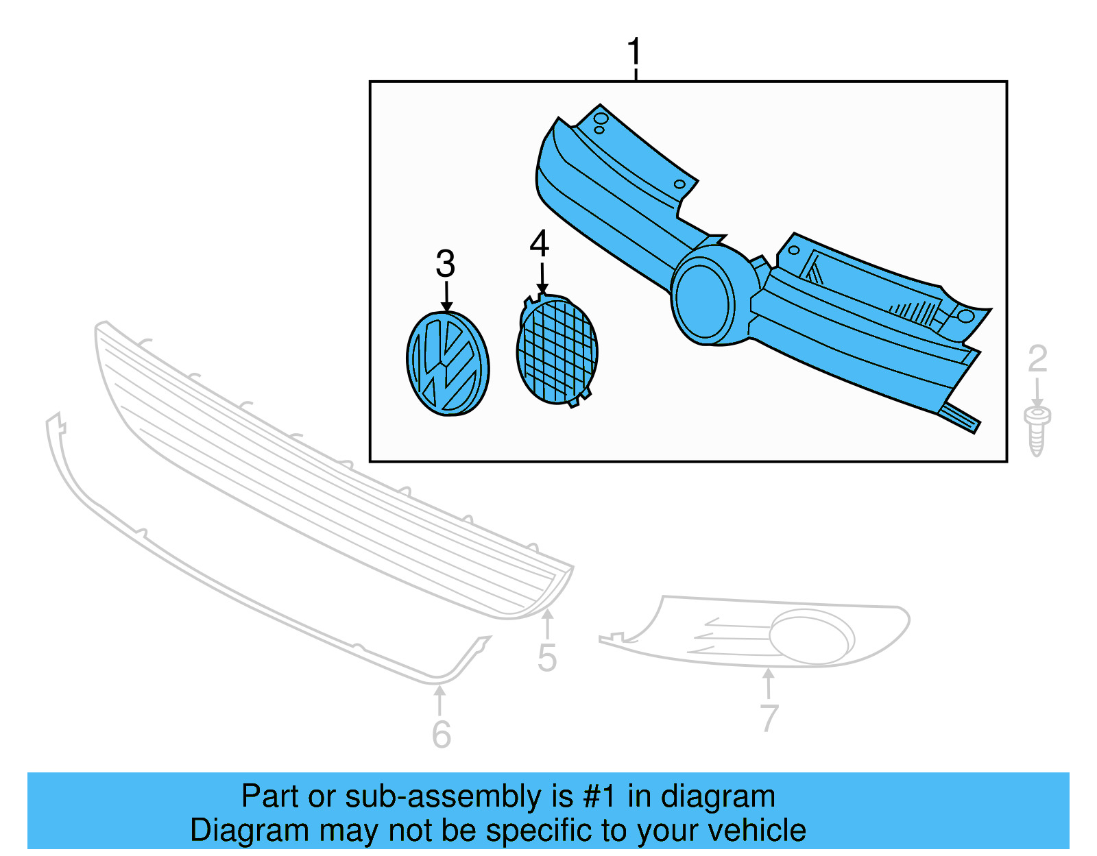 Upper Grille 1K9-853-651-D-QWA - View 15