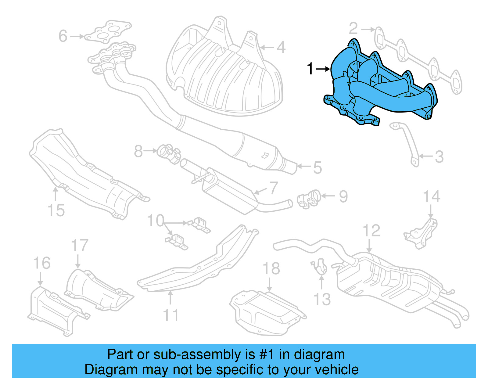 Exhaust Manifold 06A-253-031-BL - View 6
