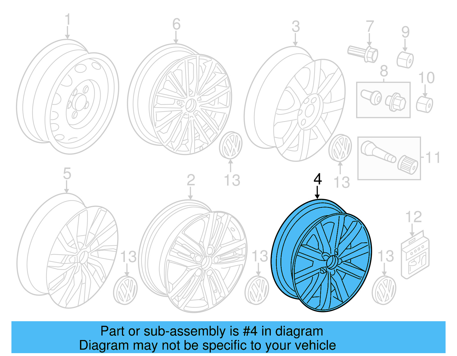 Wheel, Alloy 5K0-601-025-AD-88Z - View 12