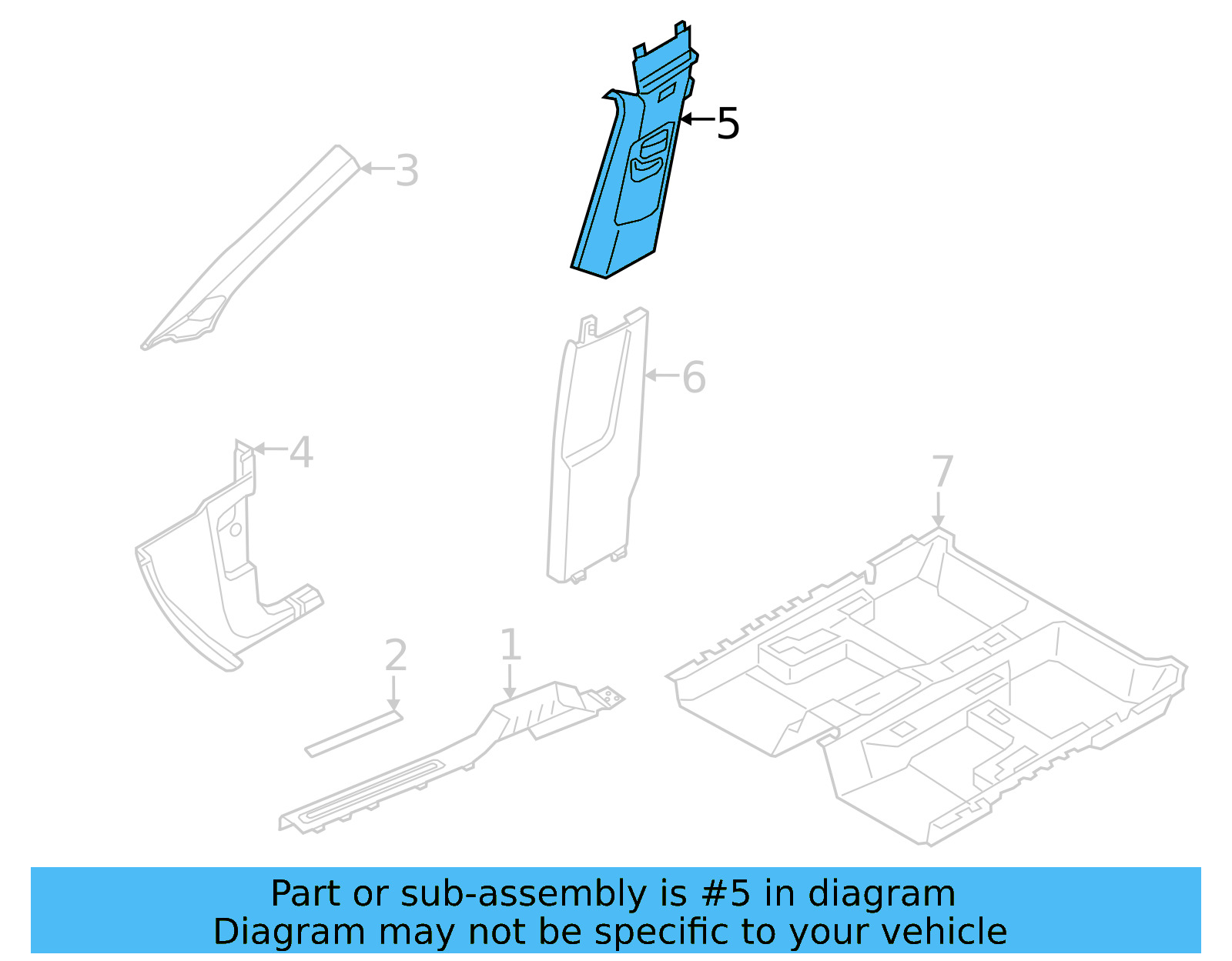 Upper Center Pillar Trim 2GJ-867-243-RM5 - View 4