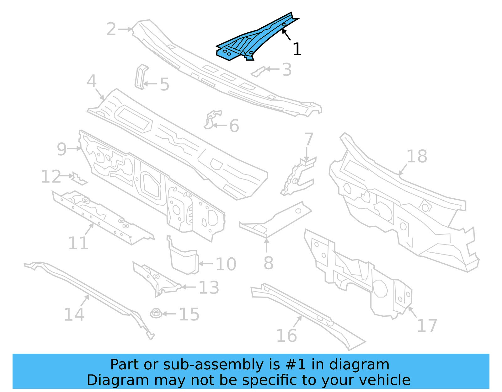 Cowl Grille 17B-819-403-A-9B9 - View 2