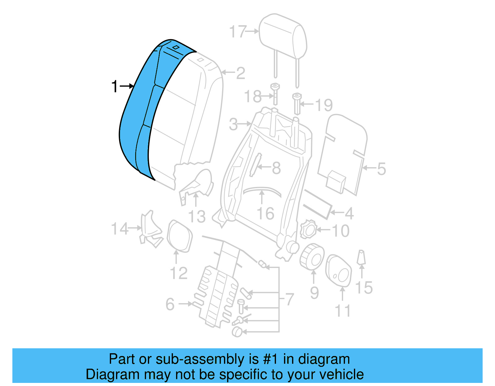 Seat Back Cushion Cover 1K5-881-805-HK-JTB - View 2