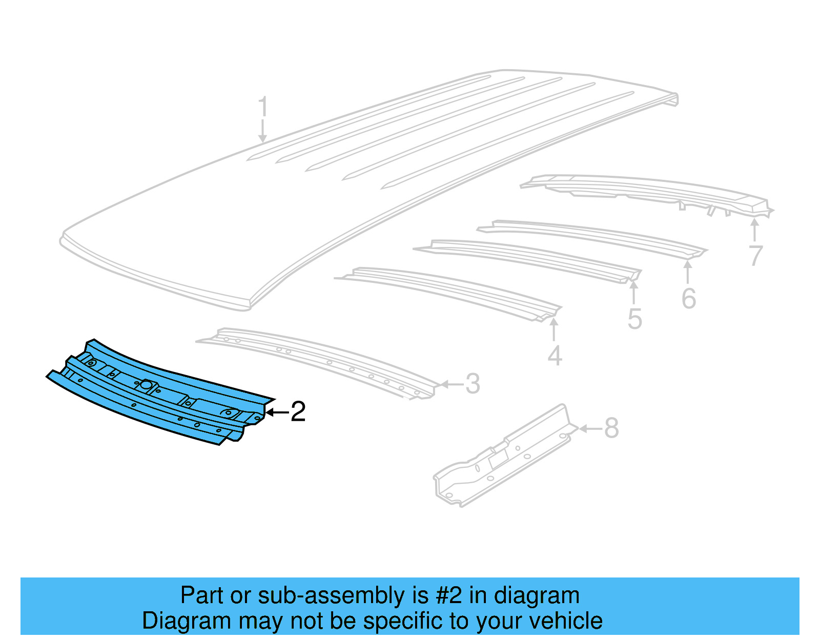 Windshield Header 7B0817121A - View 2