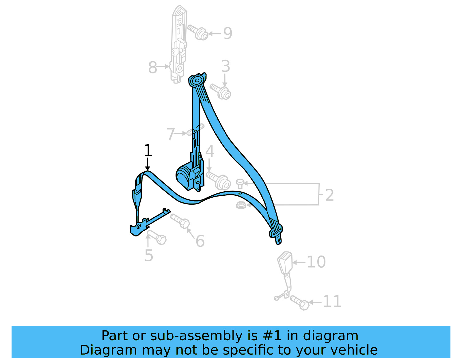 Seat Belt Assembly 561-857-705-H-RAA - View 4