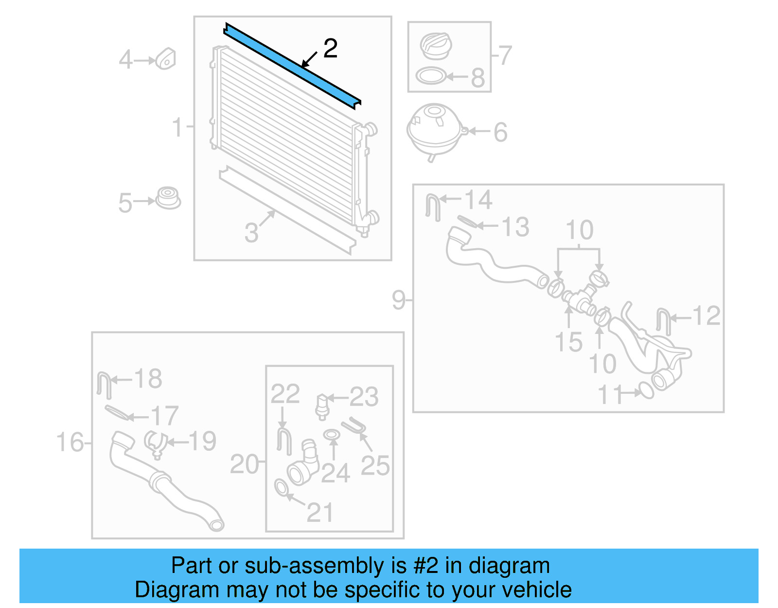 Radiator Upper Seal 3C0121345AL - View 2