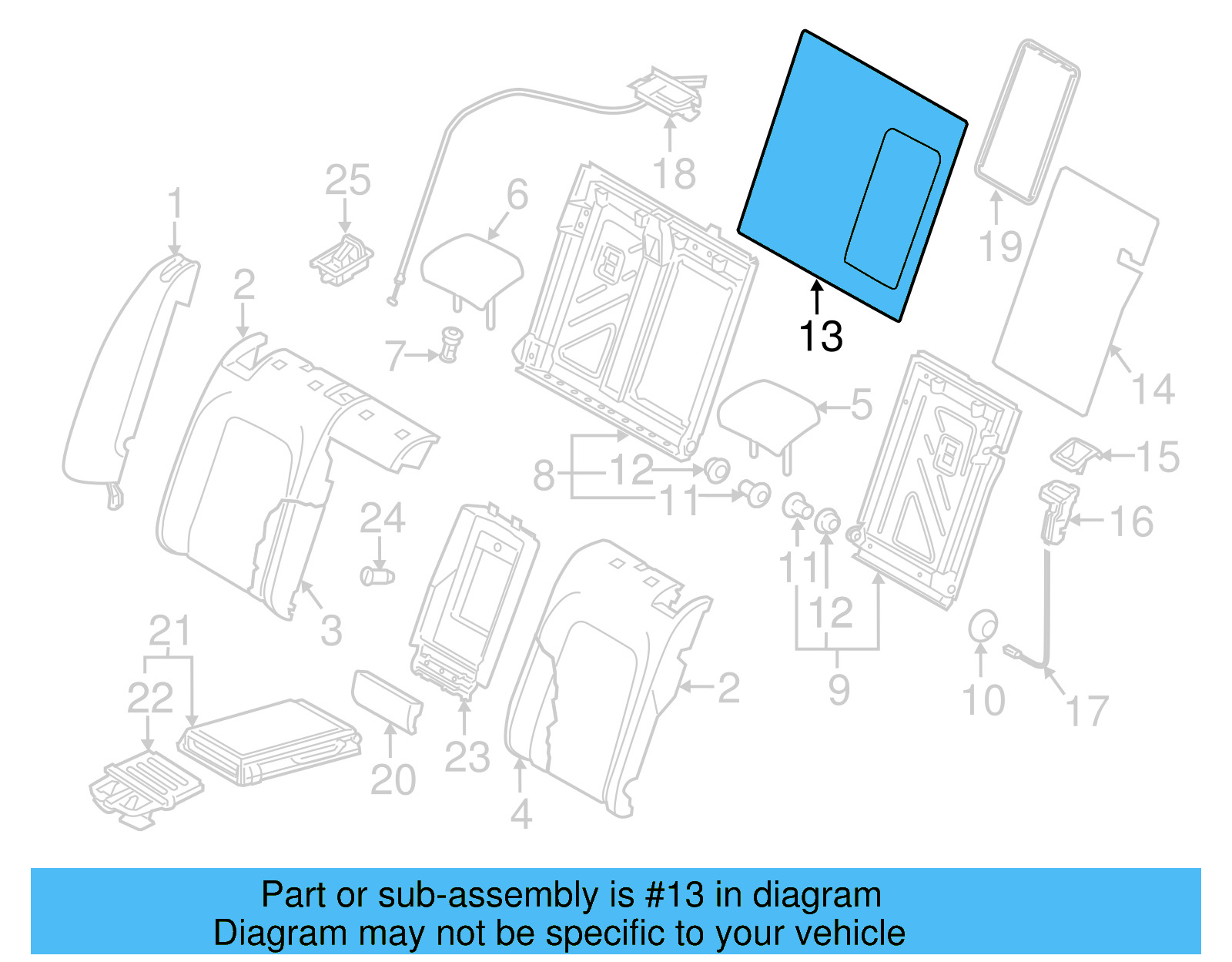 Seat Back Panel 3C5-885-754-A-8W4 - View 3