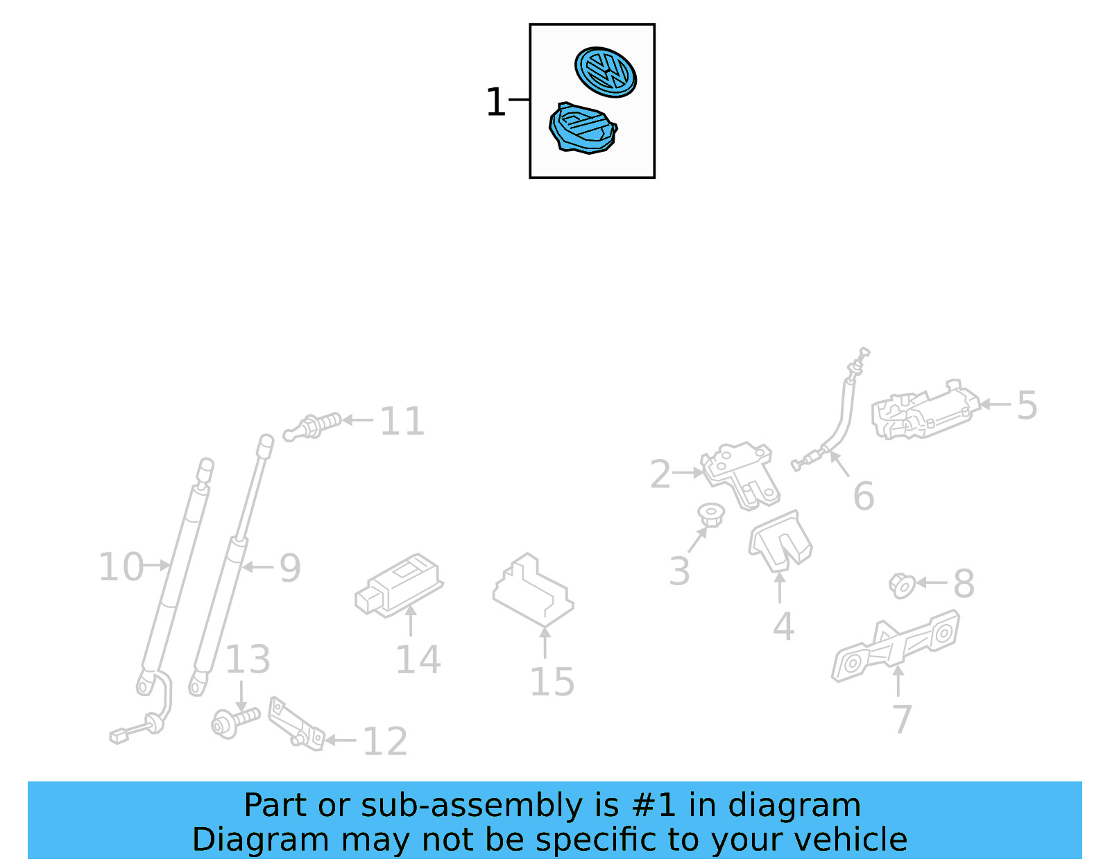 Latch Assembly 3G0-827-469-JK-FOD - View 2