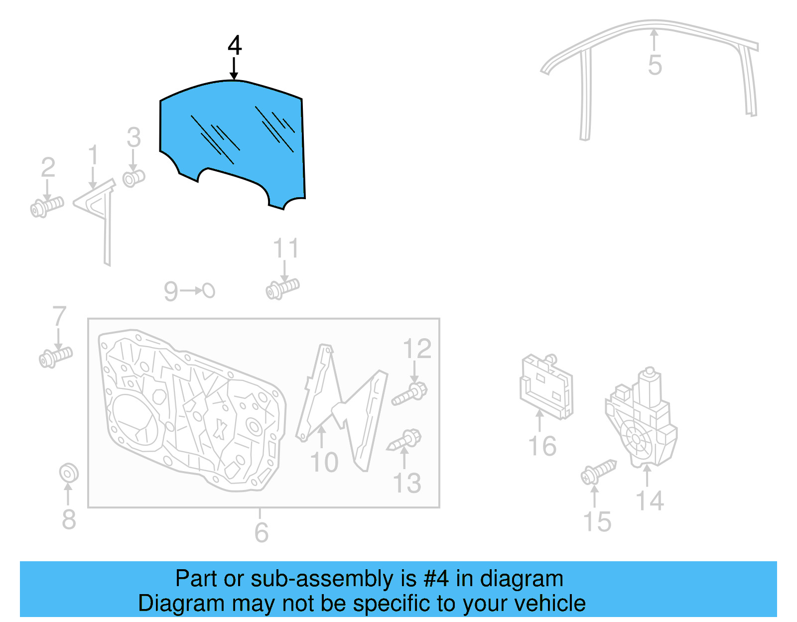 Door Glass 7P6-845-021-B - View 4