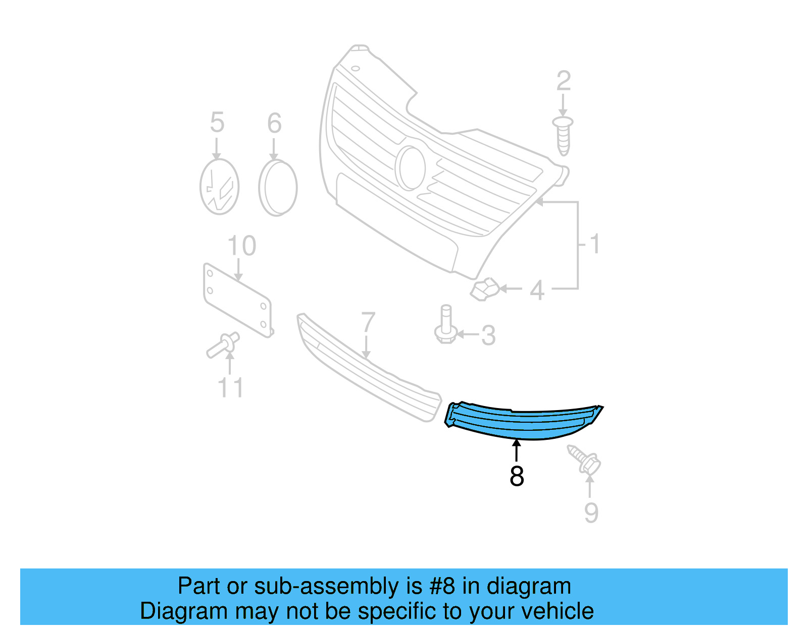 Outer Grille 3C0-853-665-A-9B9 - View 6