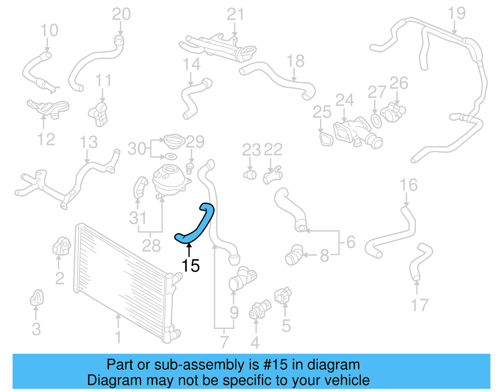 Upper Hose 1J0-122-101-D - View 7