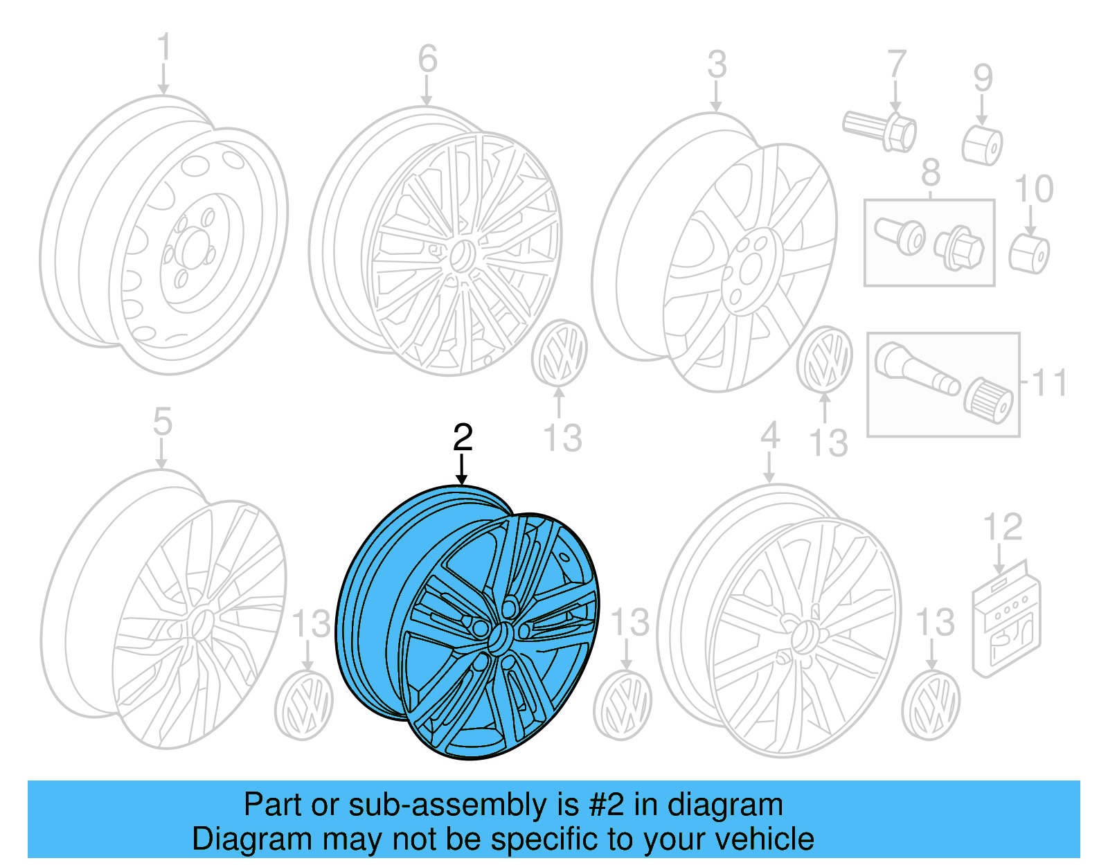 Wheel, Alloy 5C0-601-025-K-8Z8 - View 9