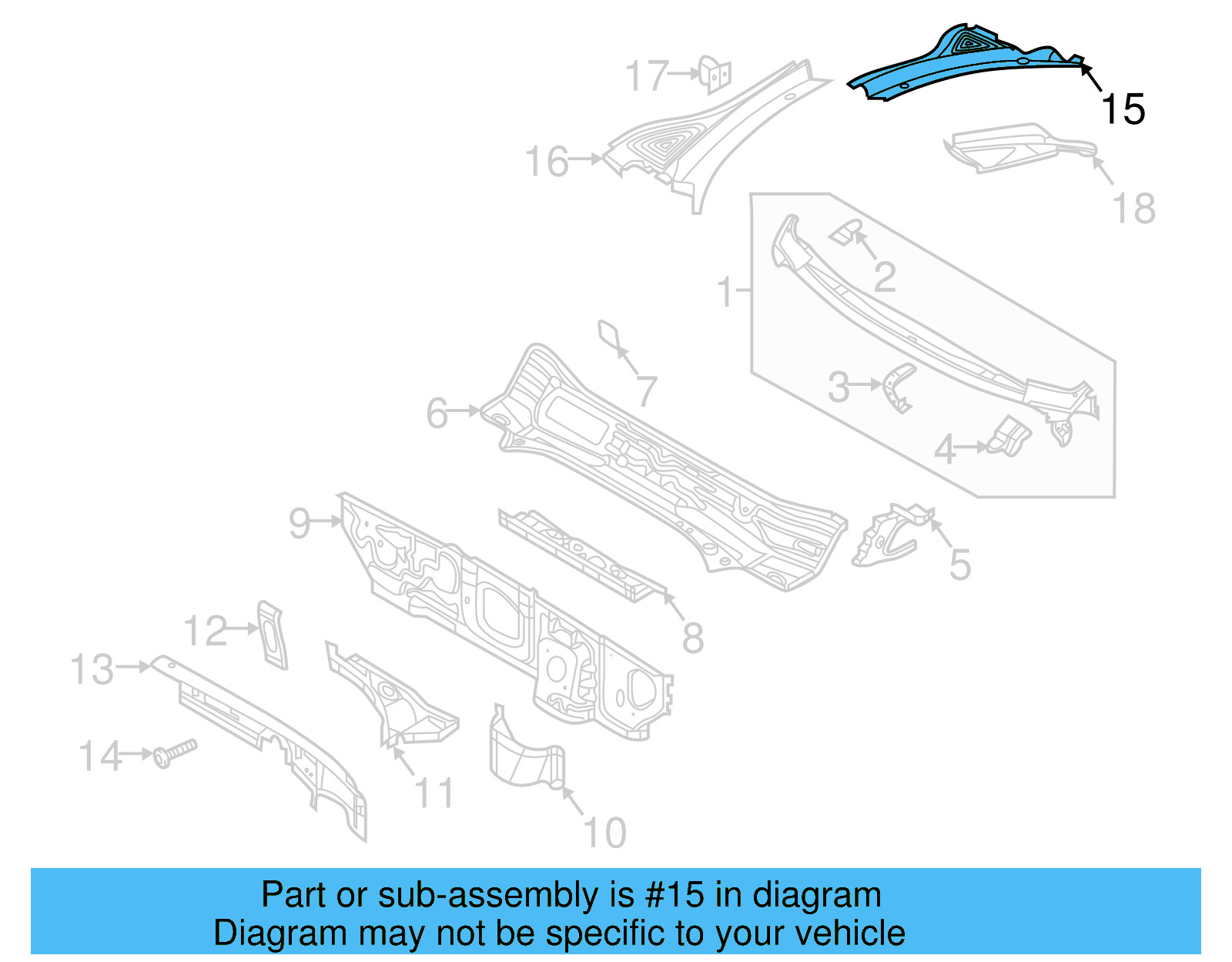 Cowl Grille 5NN-819-404-9B9 - View 4