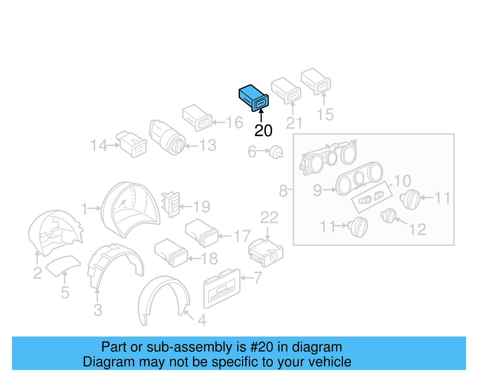 Hazard Switch 1C0-953-235-D-B41 - View 3