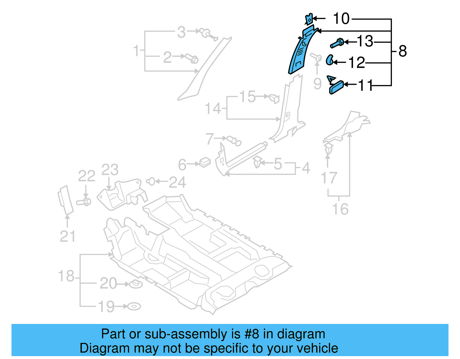 Upper Center Pillar Trim 5N0-867-243-C-82V - View 3
