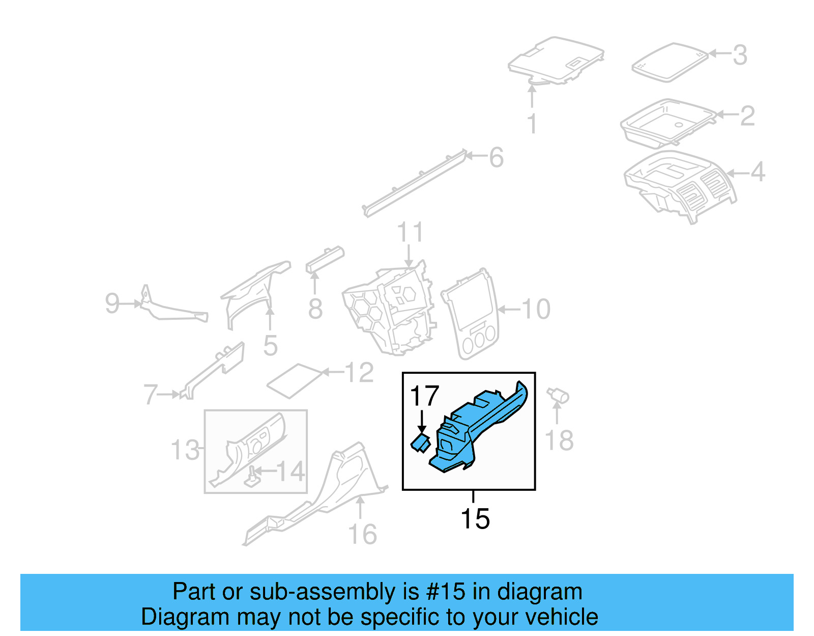 Knee Bolster 1K1-857-114-S-3U6 - View 8