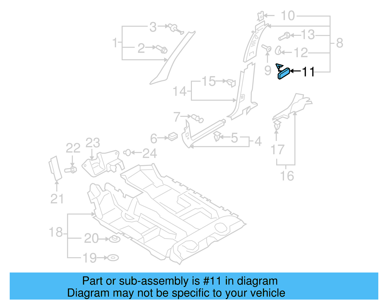 Upper Center Pillar Trim Trim Plate 1T0-853-437-B-Y20 - View 5