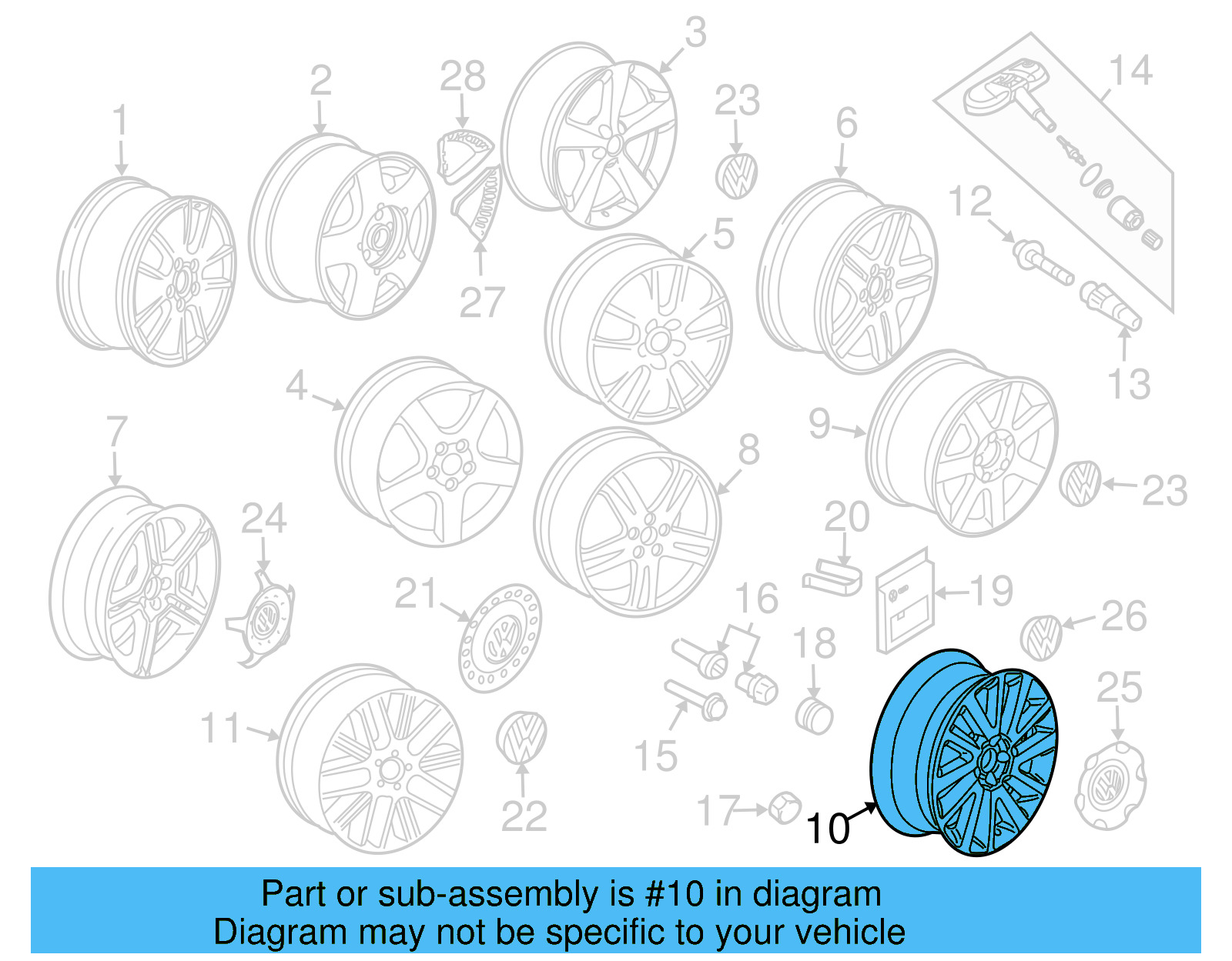 Wheel, Alloy 1C0-601-025-AG-8Z8 - View 11