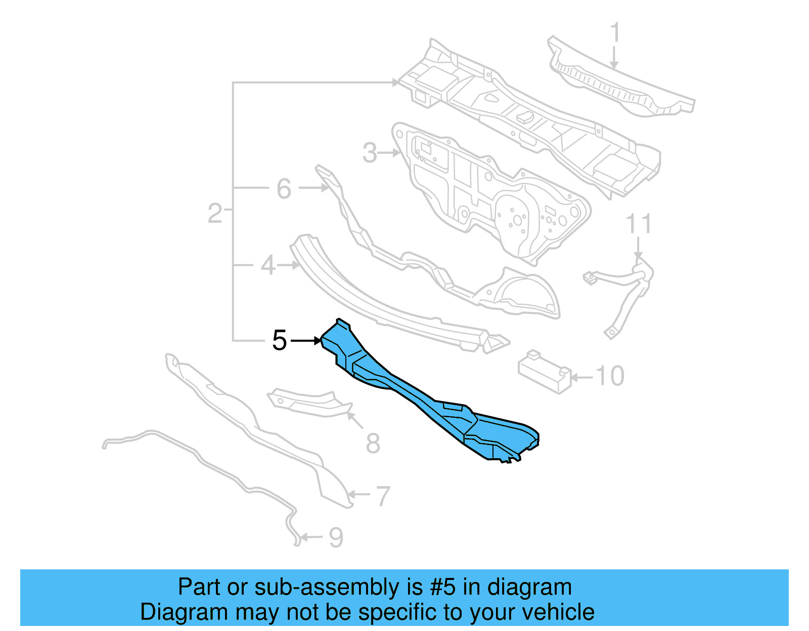 Cowl Plenum Panel 1C0-803-153-J - View 4