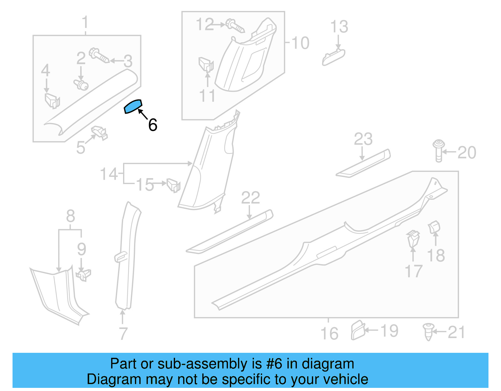 Upper Center Pillar Trim Trim Plate 1K8-853-437-95T - View 12