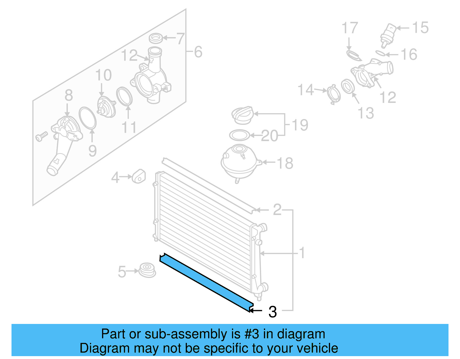 Radiator Lower Seal 1K0-121-345-J - View 4