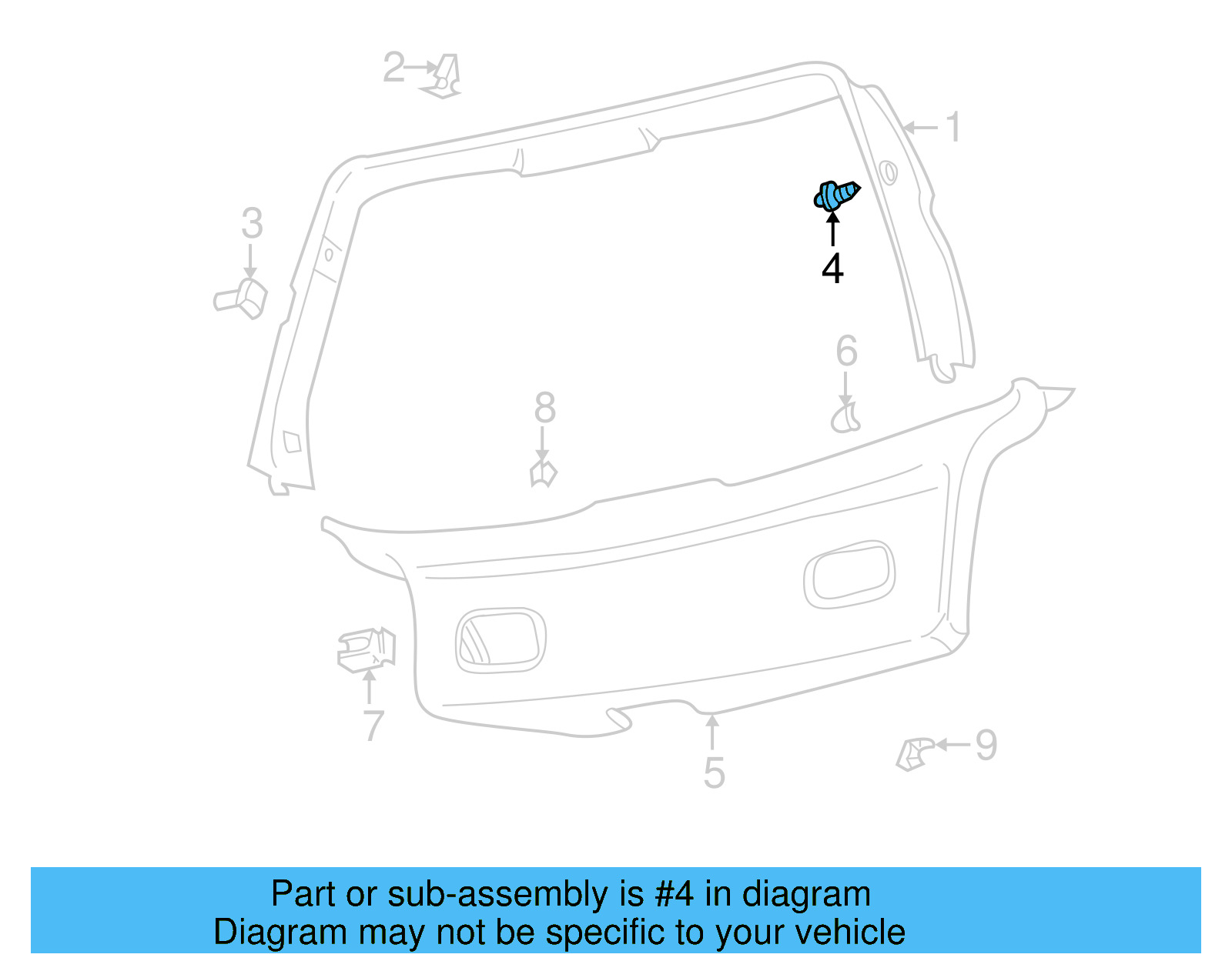 Upper Trim Holder 1J6-863-449-B-8YS - View 4