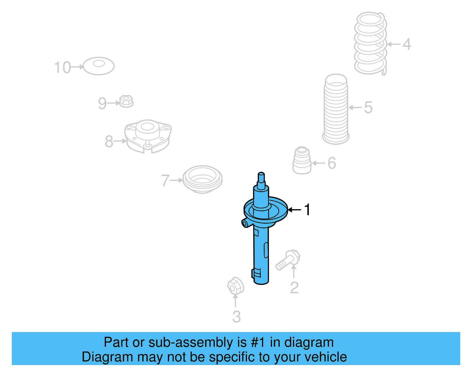 Strut 3C0-413-031-AH - View 3