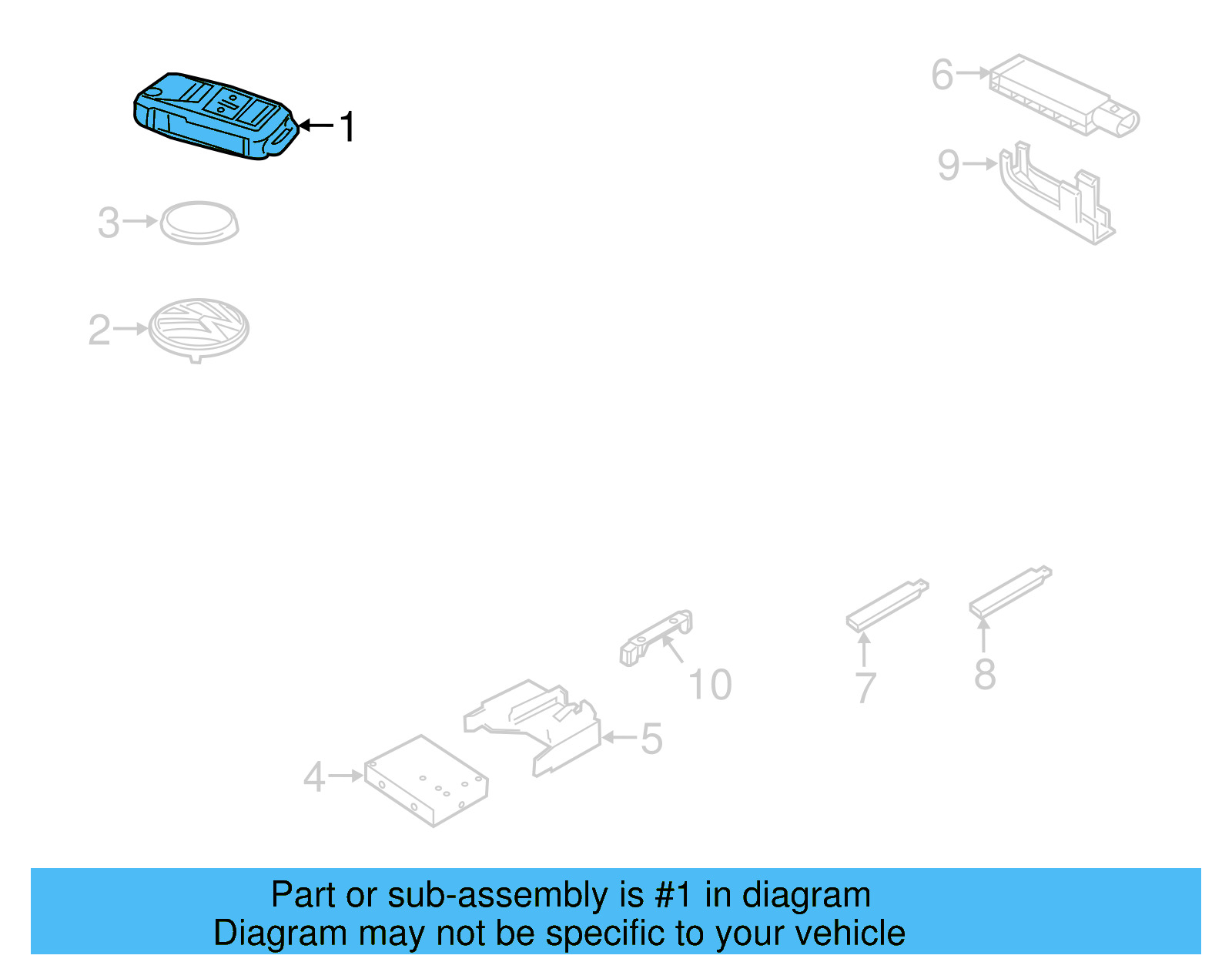 Keyless Entry Transmitter 5K0-837-202-F-INF - View 6