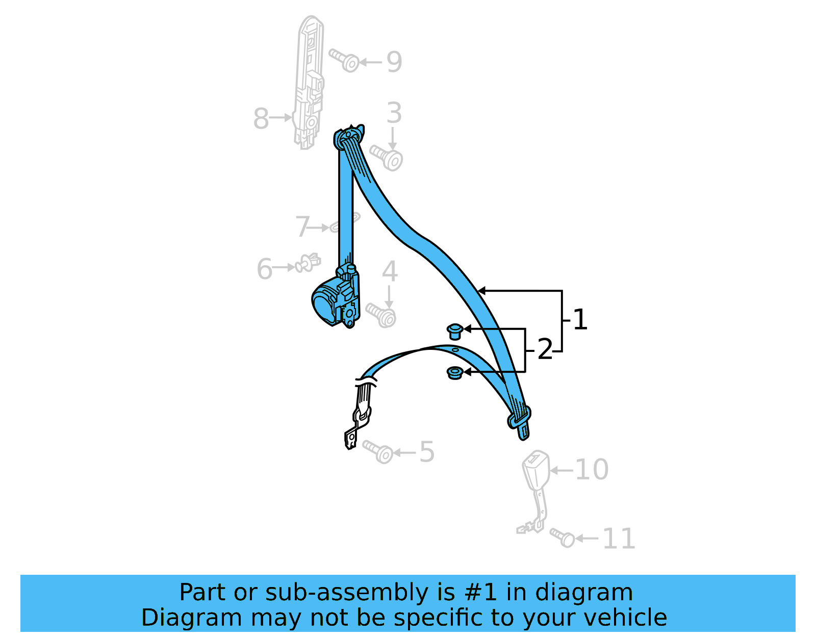 Seat Belt Lap And Shoulder Belt 17A-857-705-D-RAA - View 3