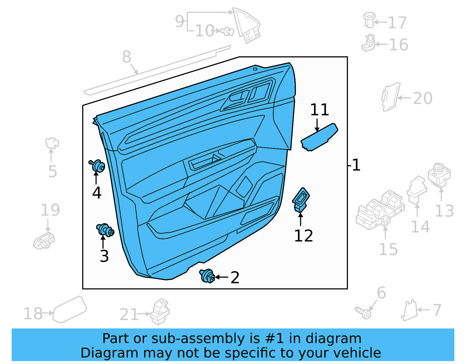 Door Trim Panel 3CN-867-011-M-VNC - View 3