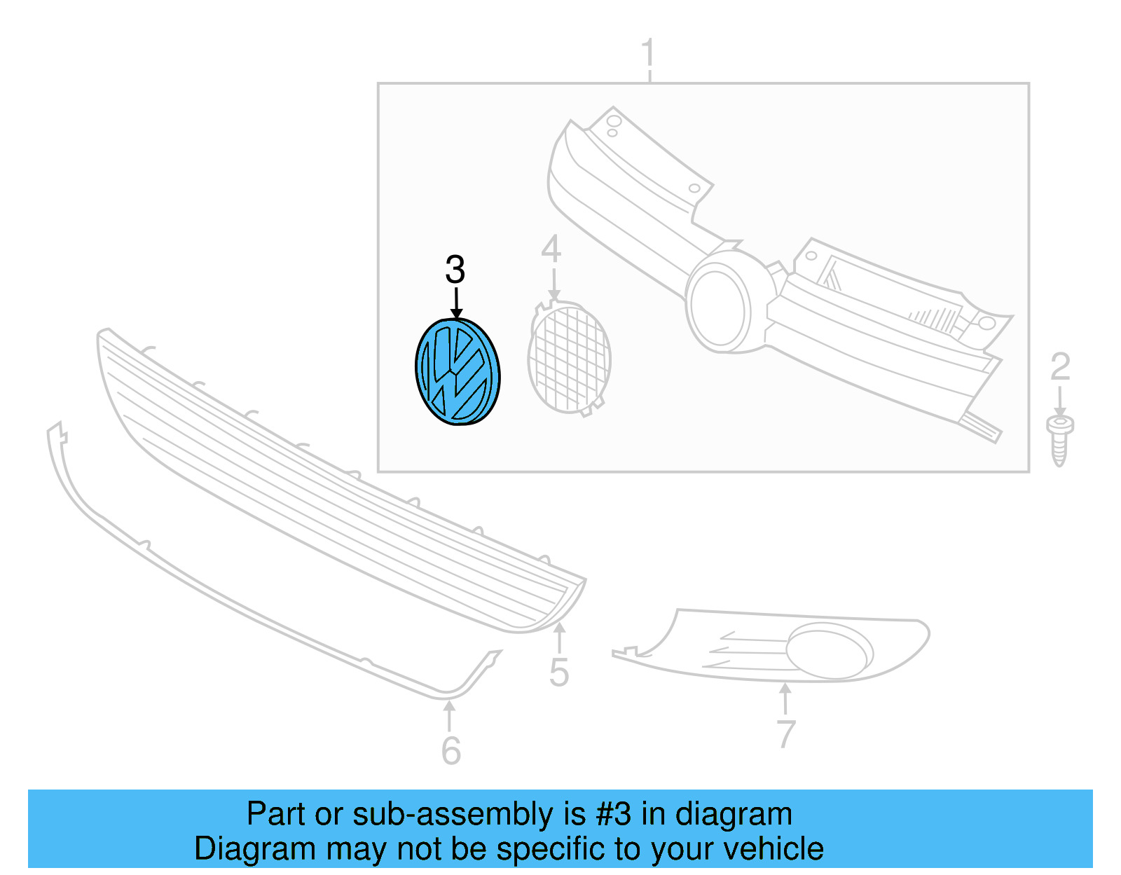 Grille Emblem 5K0-853-601-F-ULM - View 39