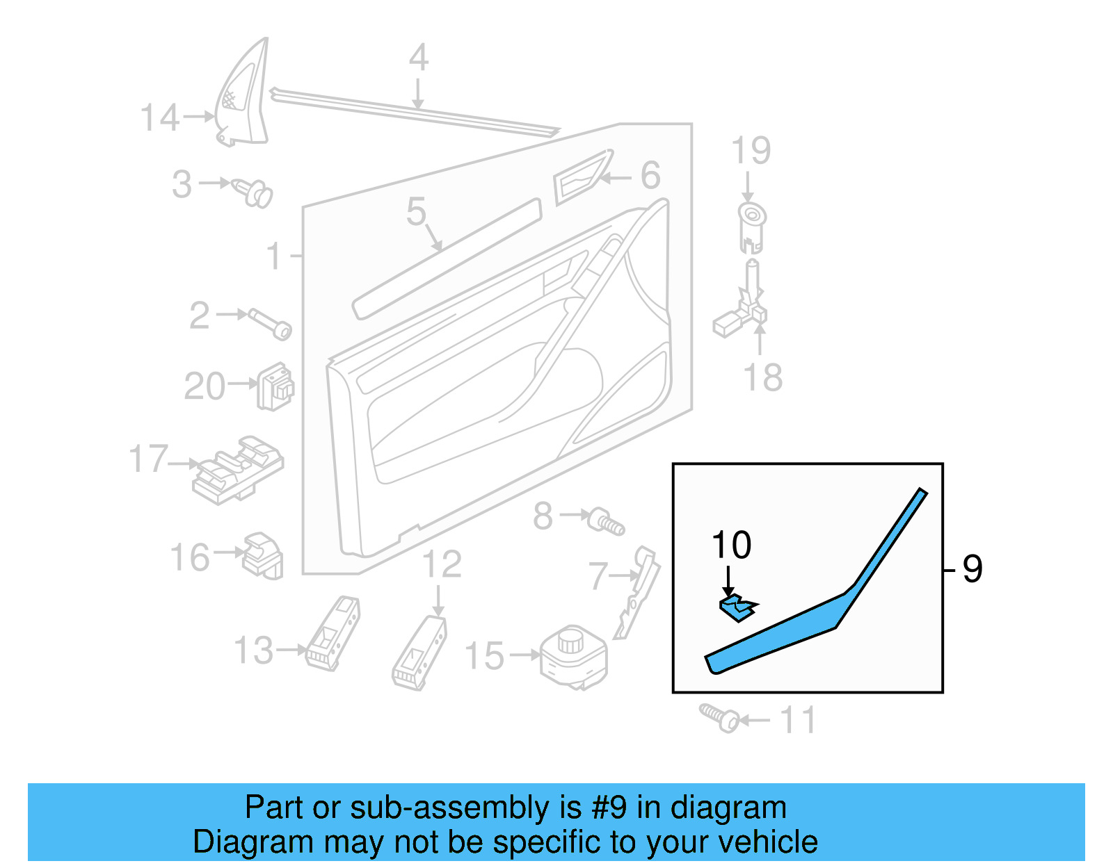 Handle Molding 5K3-868-040-A-82V - View 6