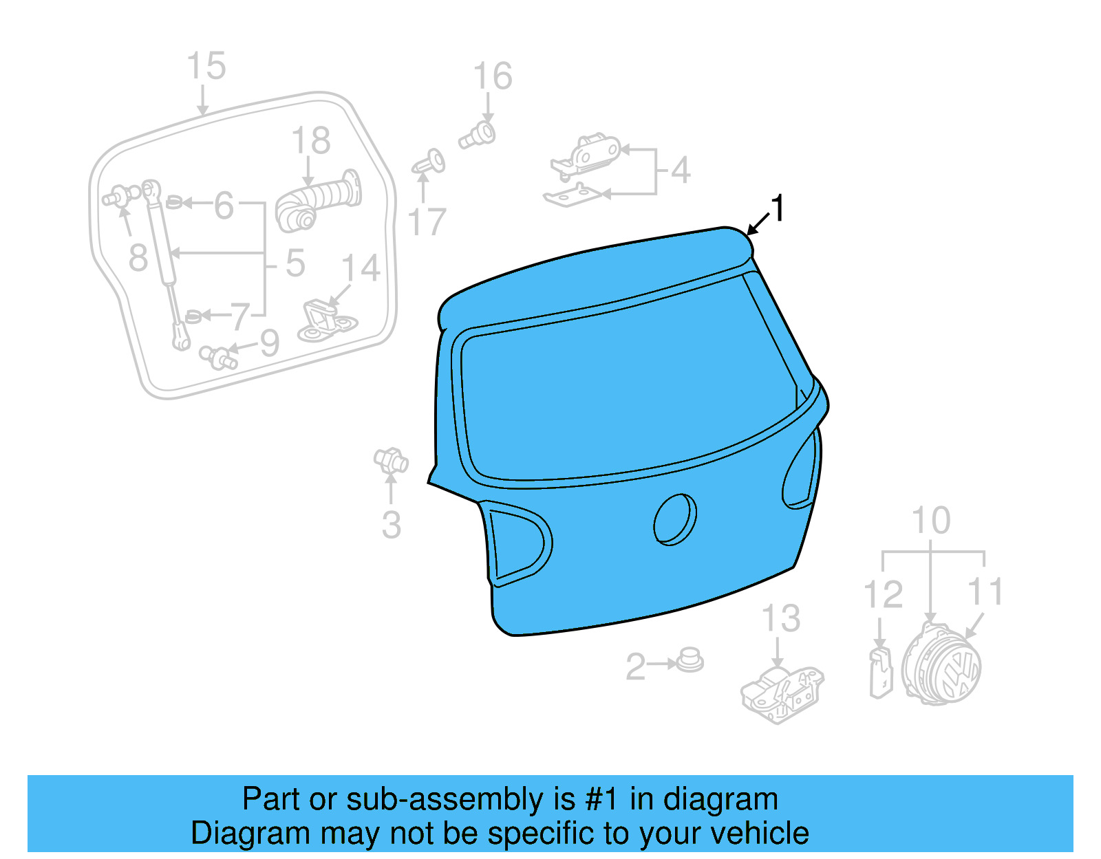 Lift Gate 1K6-827-025-H - View 4