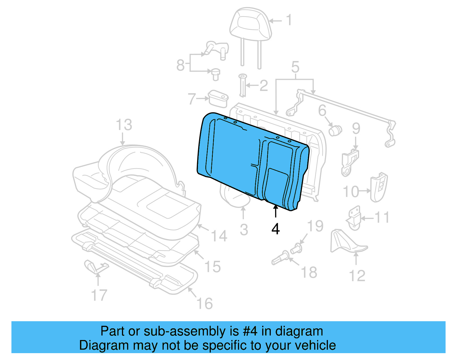 Seat Back Pad 1C0-885-775-D - View 10