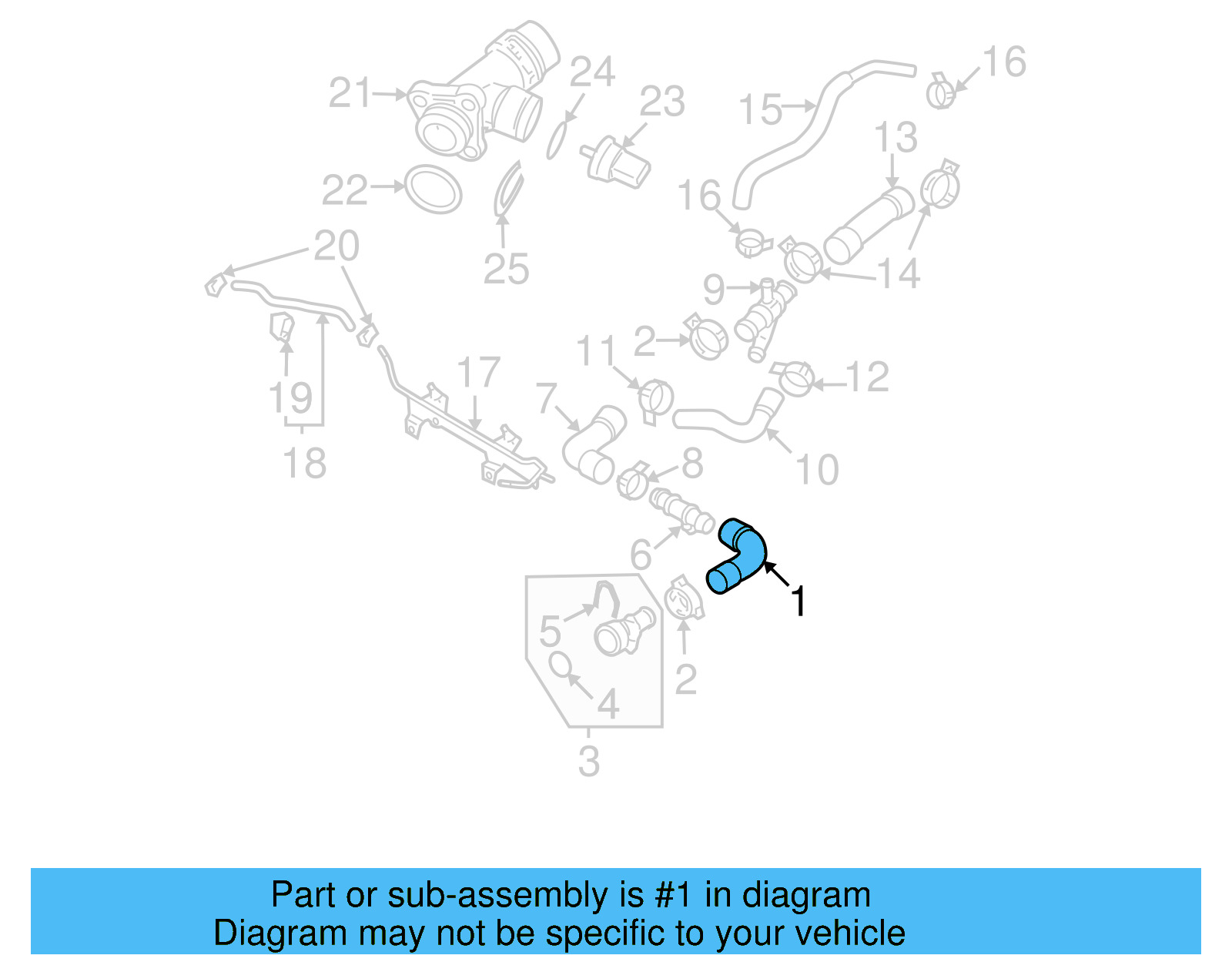 Upper Hose 3C0-121-101-D - View 4