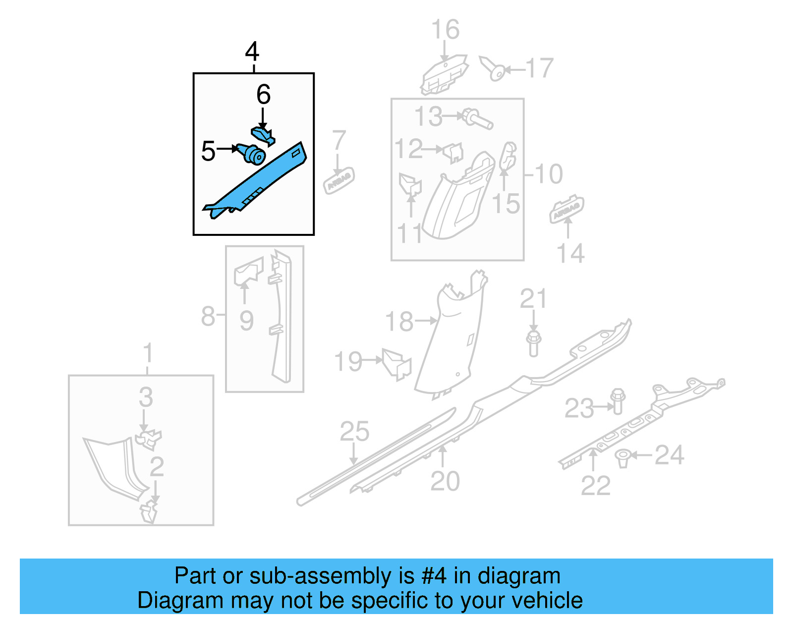 Windshield Pillar Trim 3C8-867-234-C-6K8 - View 6