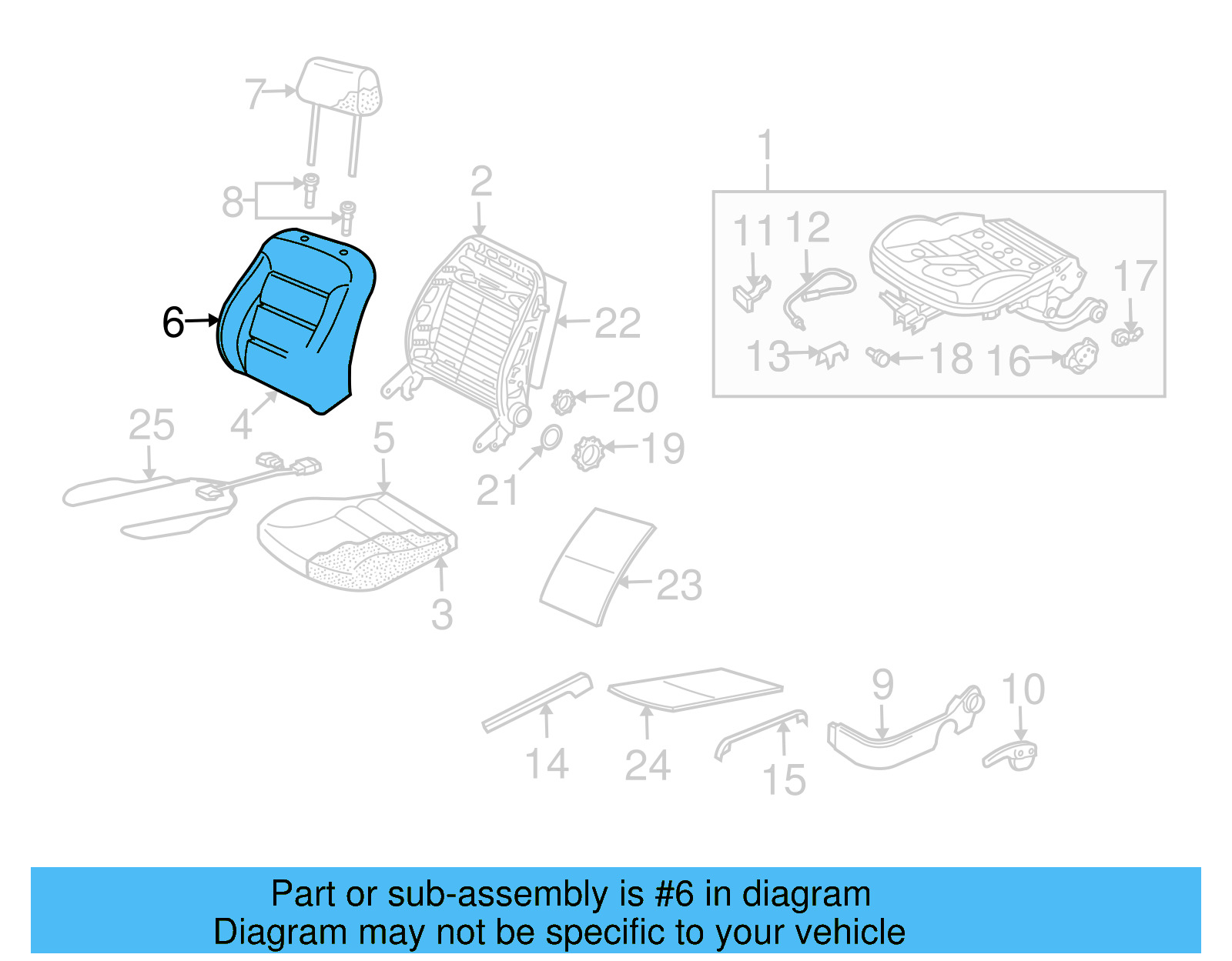 Seat Back Cover 1J0-881-805-QC-SLX - View 2
