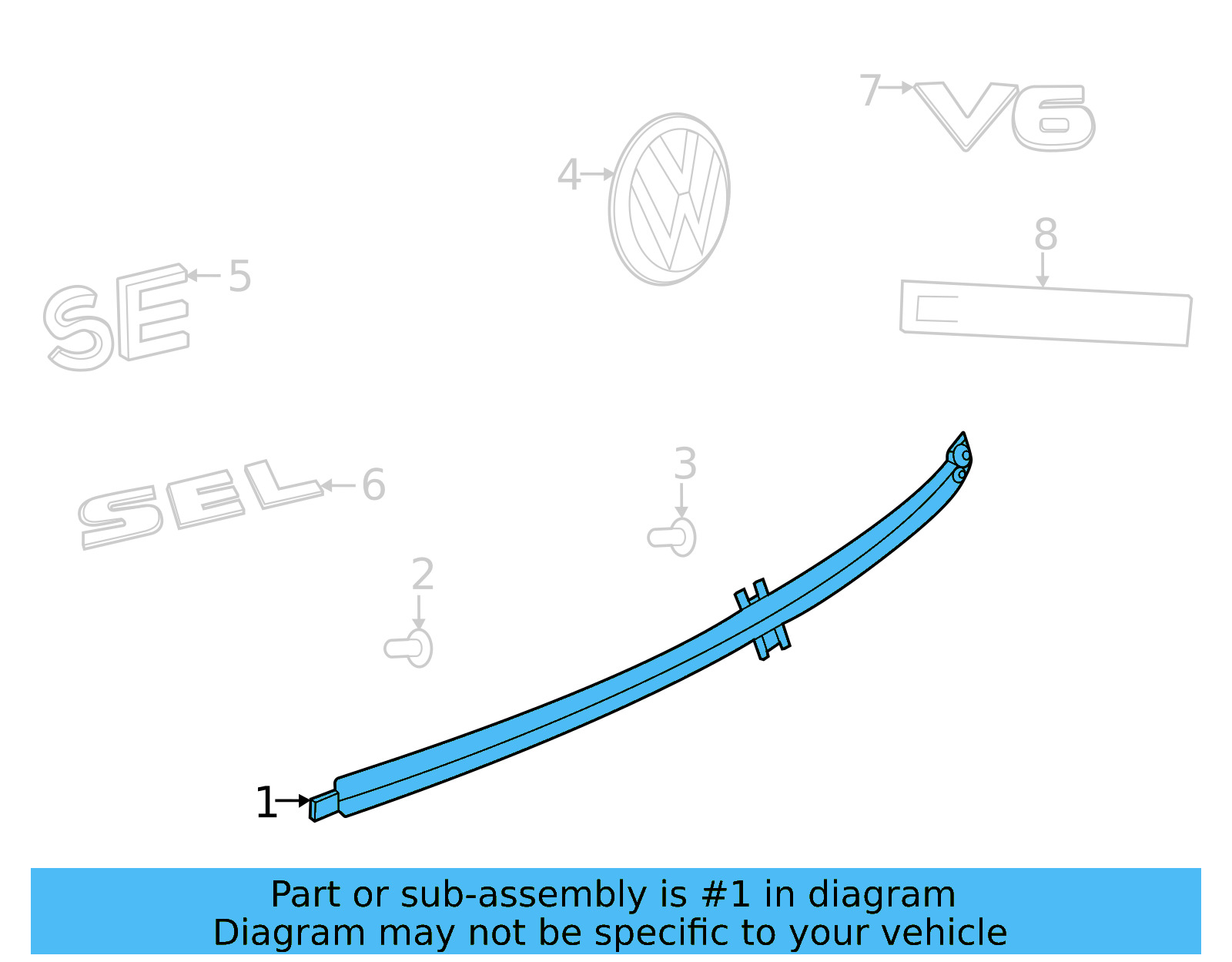 Rear Molding 3CM-853-583-G-2ZZ - View 4