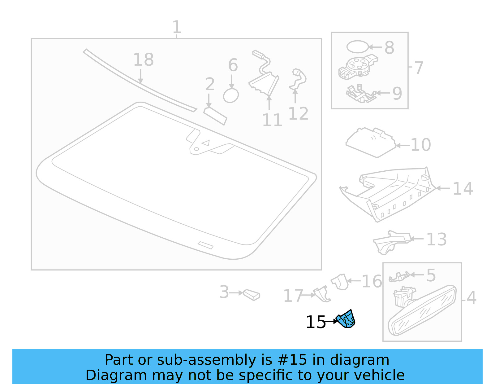 Interior Rear View Mirror Cover Access Cover 3CN-858-548-82V - View 2