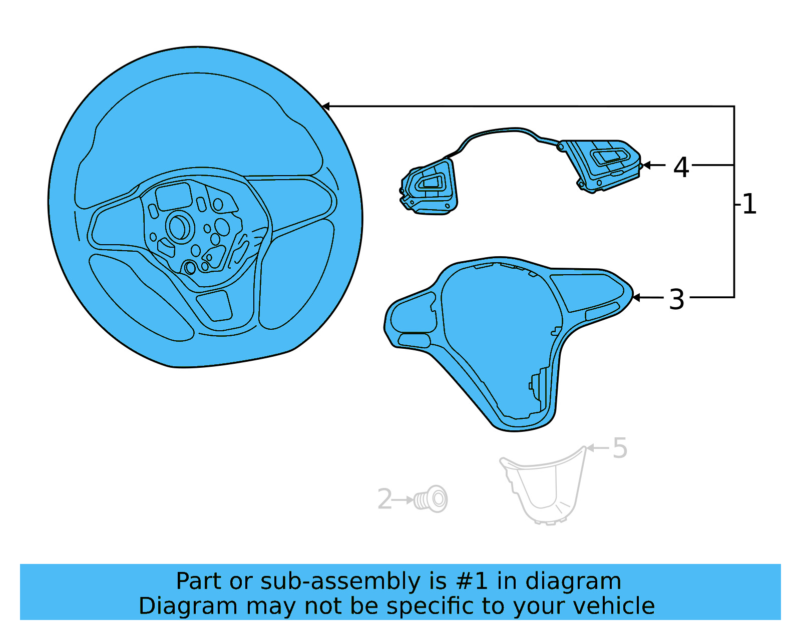 Steering Wheel 5H0-419-093-B-YPG - View 3