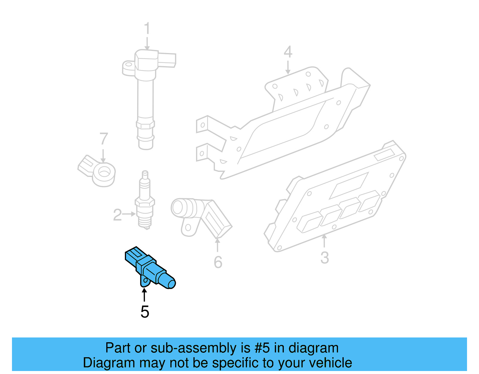 Camshaft Position Sensor 7B0-907-601-C - View 6