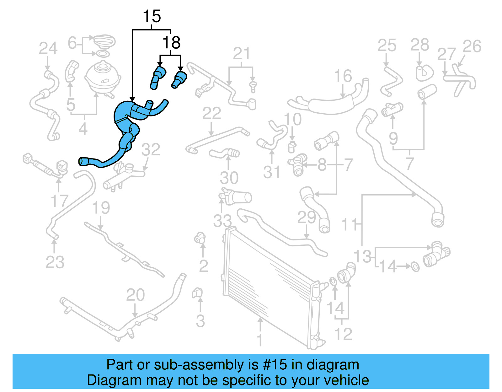 Water Hose Assembly 1C0-122-157-AG - View 7