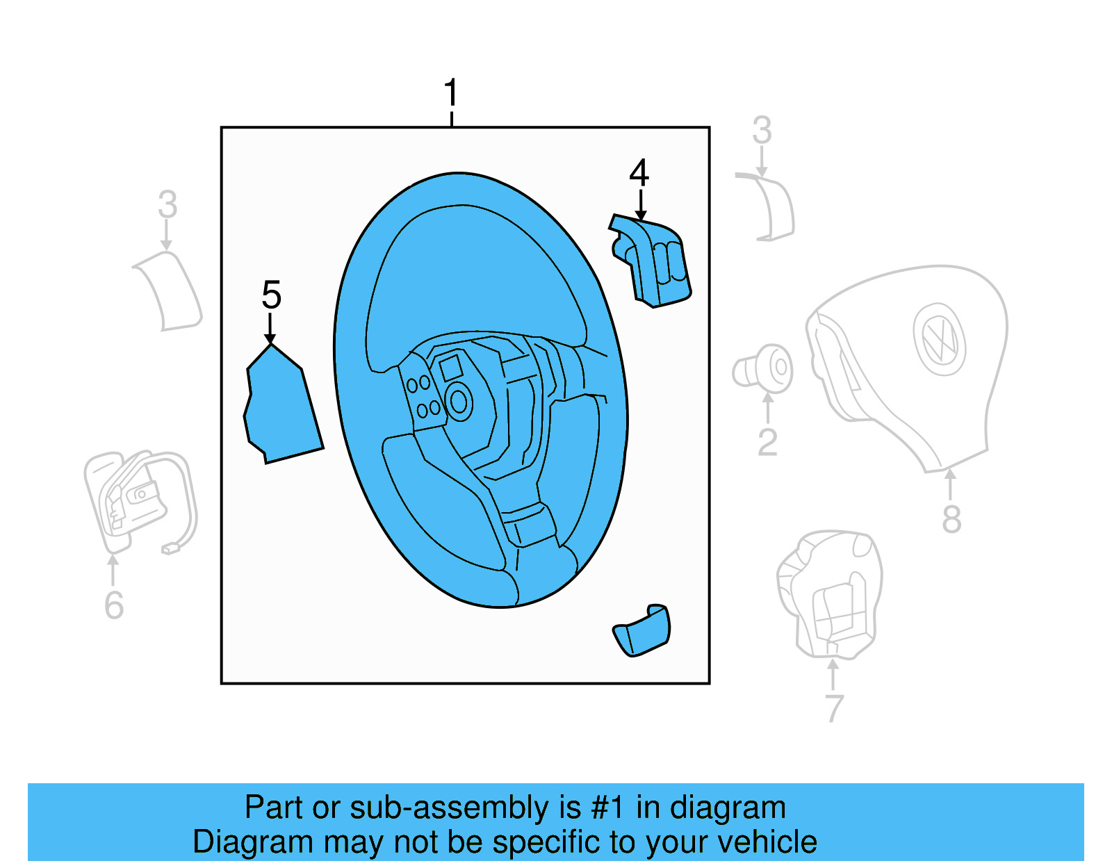 Steering Wheel 5C0-419-091-AH-81U - View 6