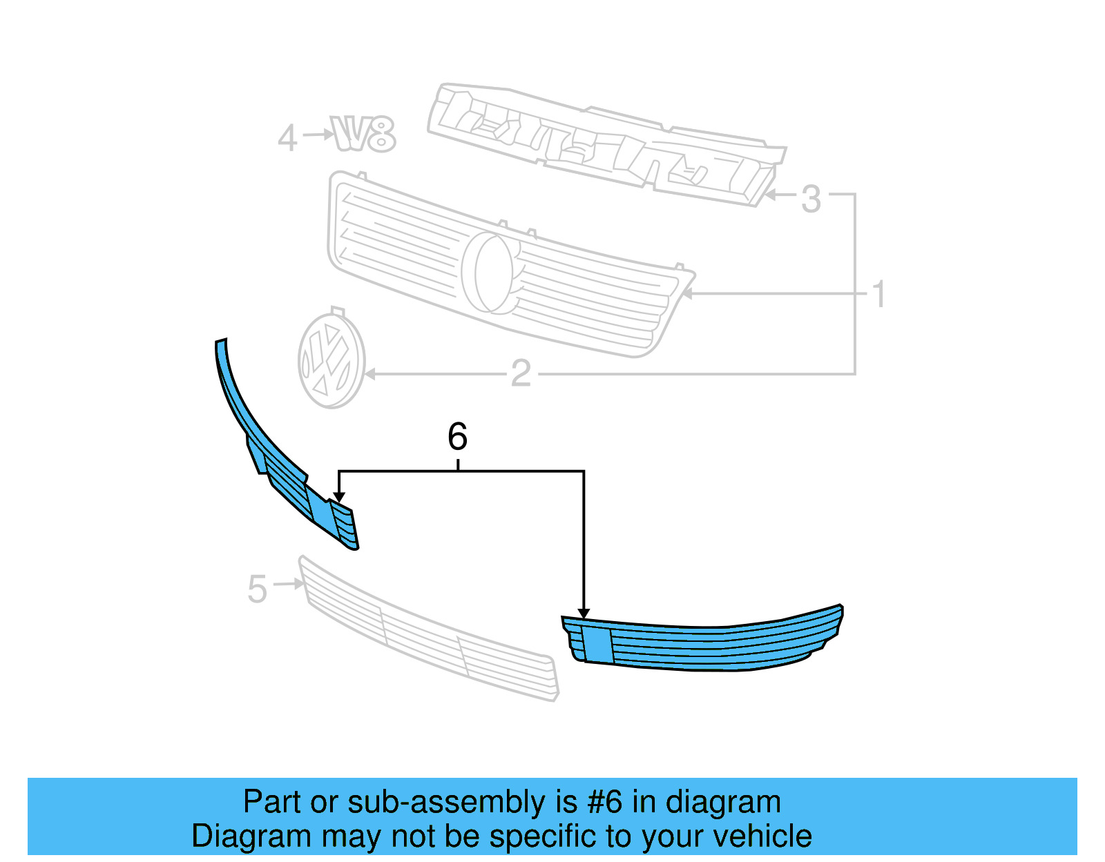 Lower Grille 3B0-853-666-L-B41 - View 12