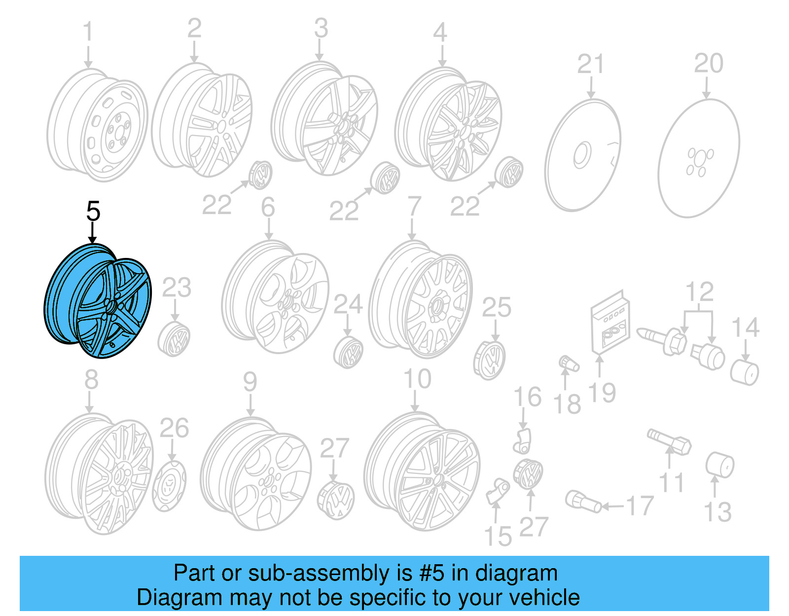 Wheel, Alloy 1K0-601-025-AE-88Z - View 9