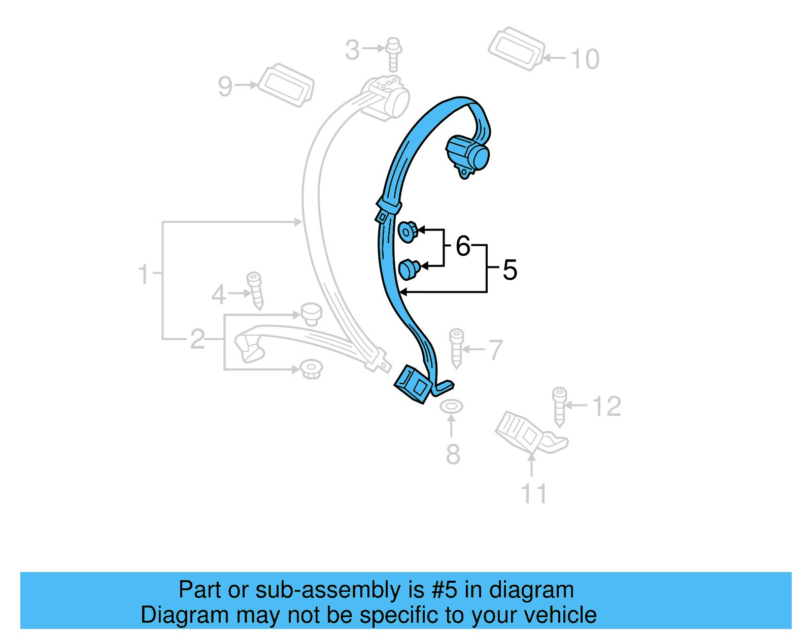 Center Seat Belt 5C6-857-807-D-RAA - View 3