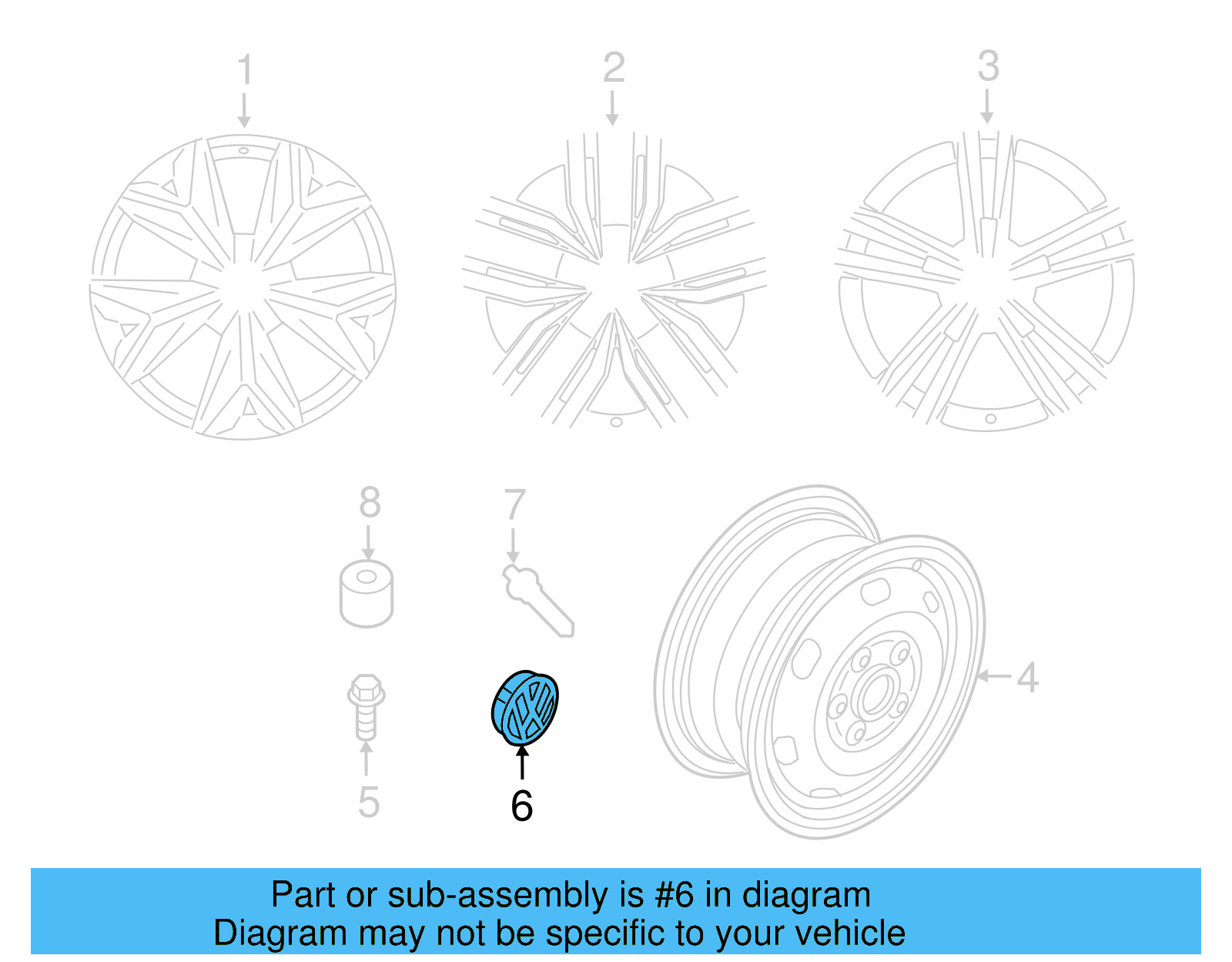 Wheel Center Cap 5G0-601-171-XQI - View 11