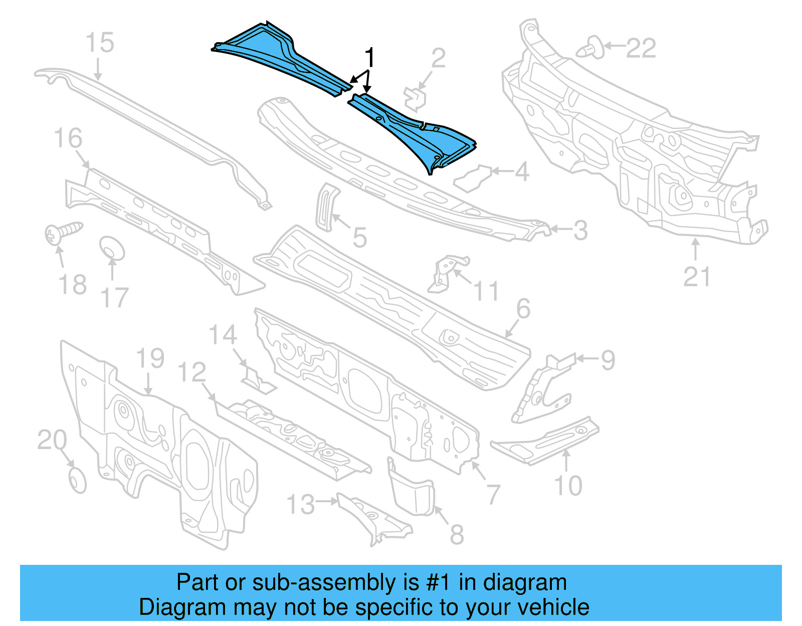 Cowl Grille 5GM-819-403-A-9B9 - View 2