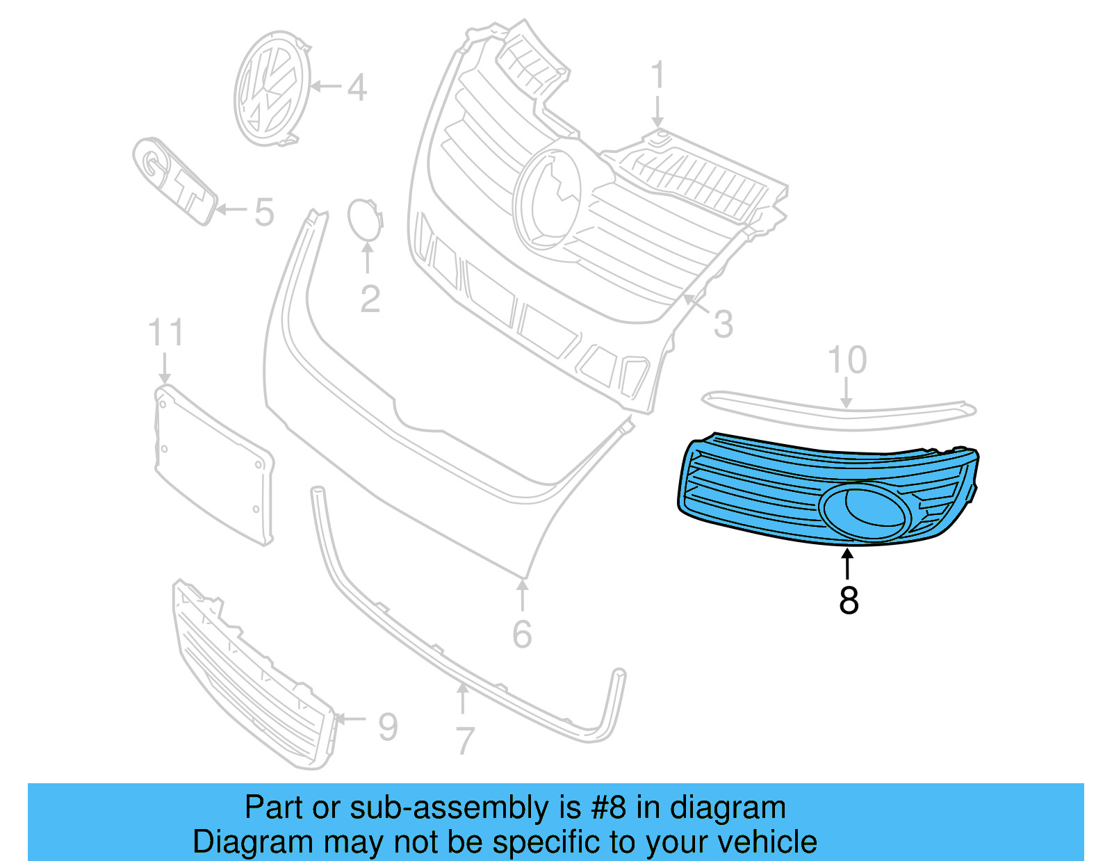 Outer Grille 1K0-853-666-E-9B9 - View 20