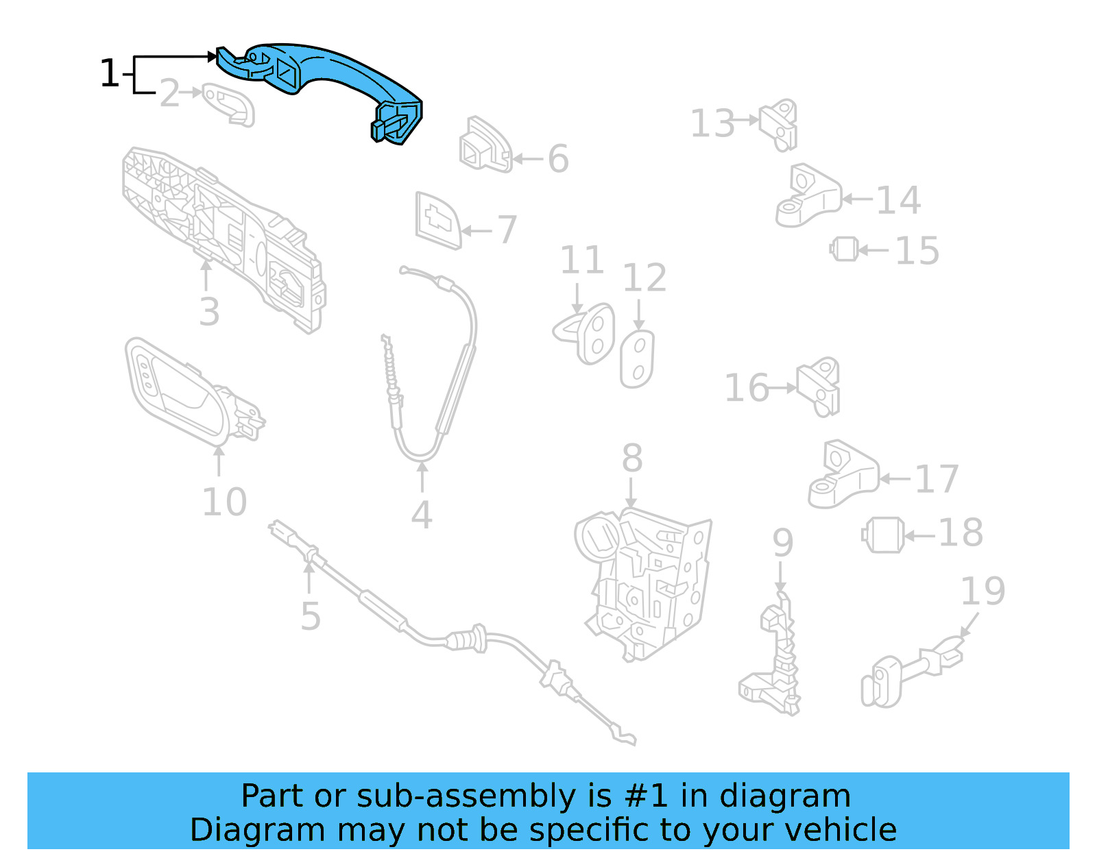 Handle, Outside 2GJ-837-206-GRU - View 2