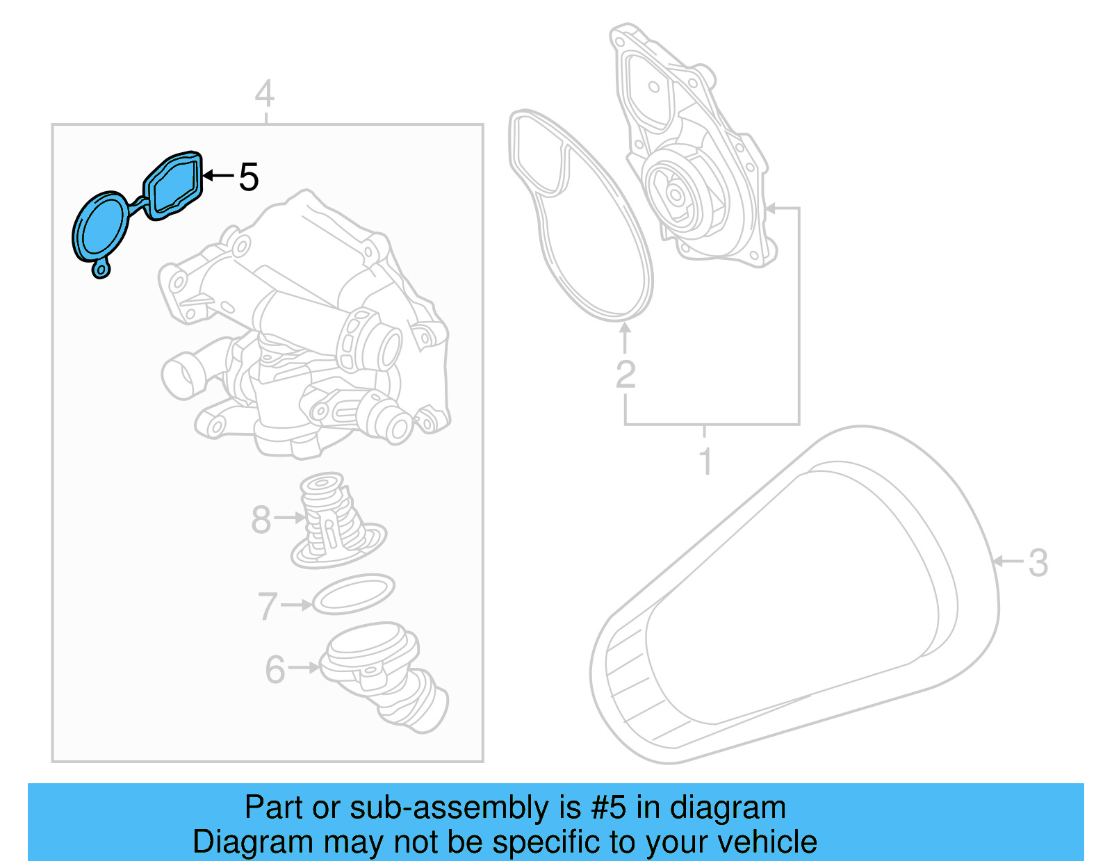 Engine Water Pump Housing Gasket 06K-121-139 - View 3